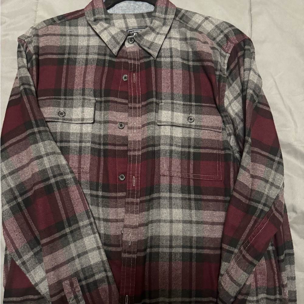 G.H. Bass & Co. Burgundy and Gray Plaid Shirt
